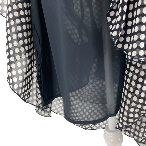 Vintage Hygard Collection Tiered Ruffle Polka Dot Silk Midi Skirt - Picture 2 of 7